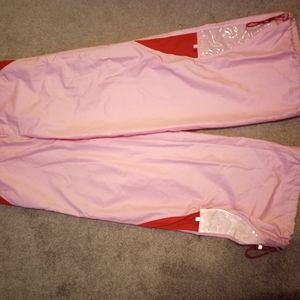 EUC Caffeine Medium 30" waist pink red raver parachute pants
